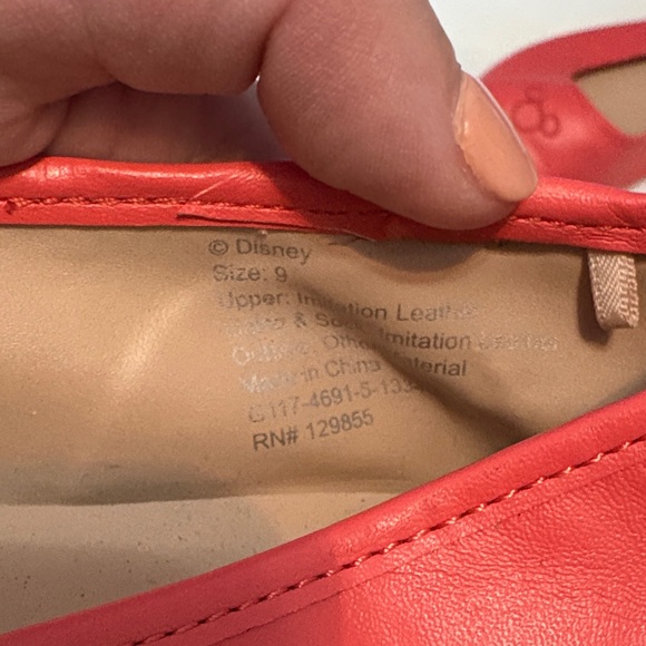 Disney Coral Red Women's Flats with Mickey Embroidery - Picture 3 of 5